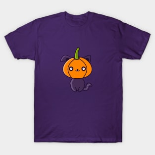 Cute Halloween Character-Cat with Pumpkin Head T-Shirt